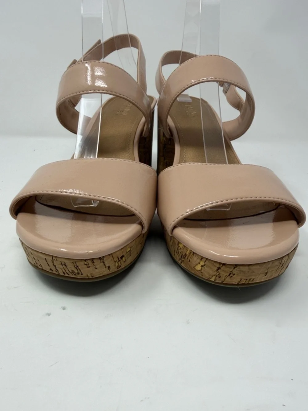 Reaction Kenneth Cole Platform Nude Patent Cork Block Heel Sandals Size 10M